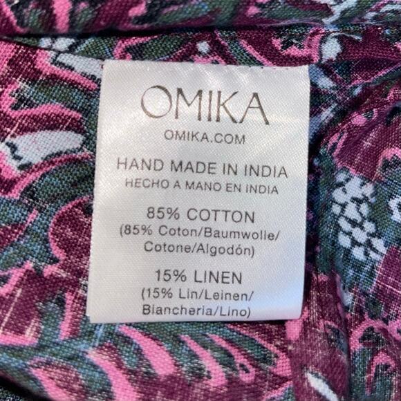 OMIKA Blouse M Floral Boho Dolman Sleeve Linen - Picture 12 of 13